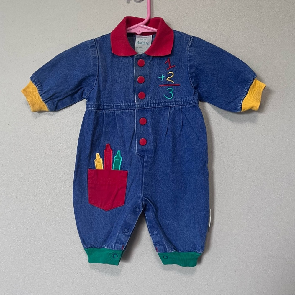 Healthtex Vintage 90's One Piece School Theme Romper Size 0-5 Months
